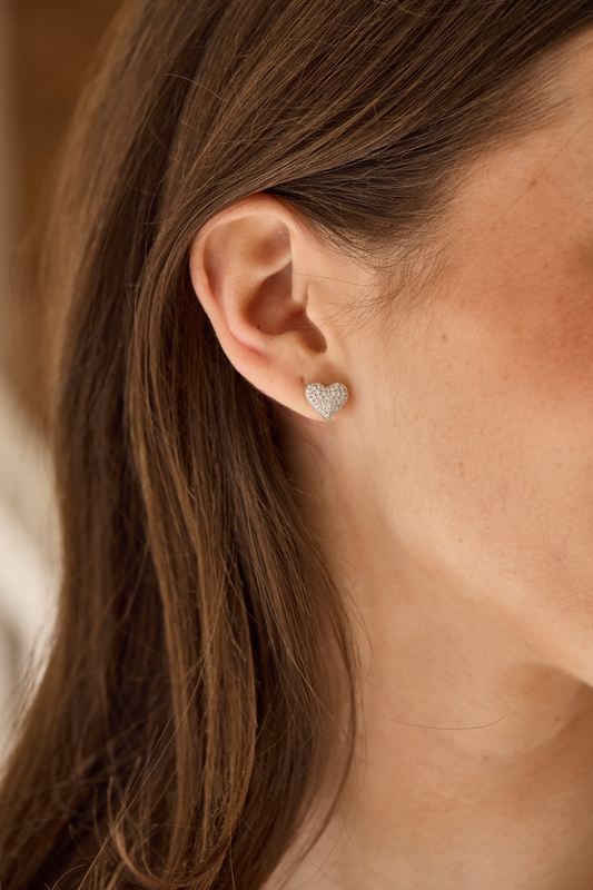 Heart of Gold Pavé Diamond Earrings - WG