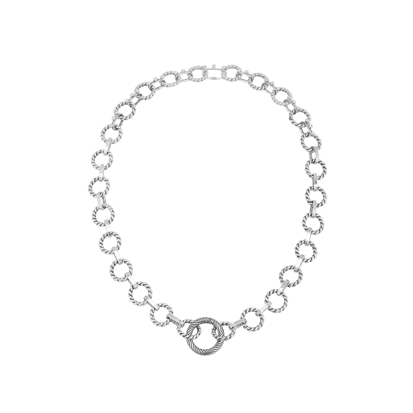 Twisted Silver Chain Link Necklace