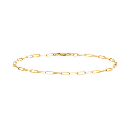 14k Solid Gold Paperclip Chain Bracelet