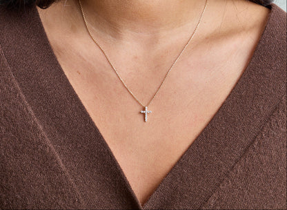 Medium Light Diamond Cross Necklace - WG