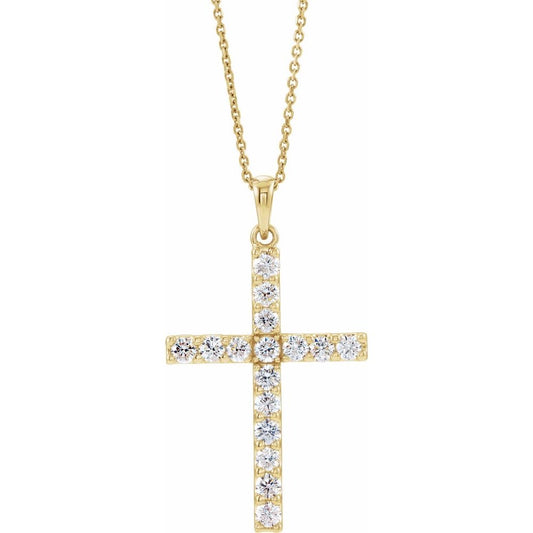 Extra Large Light Diamond Cross Necklace - YG