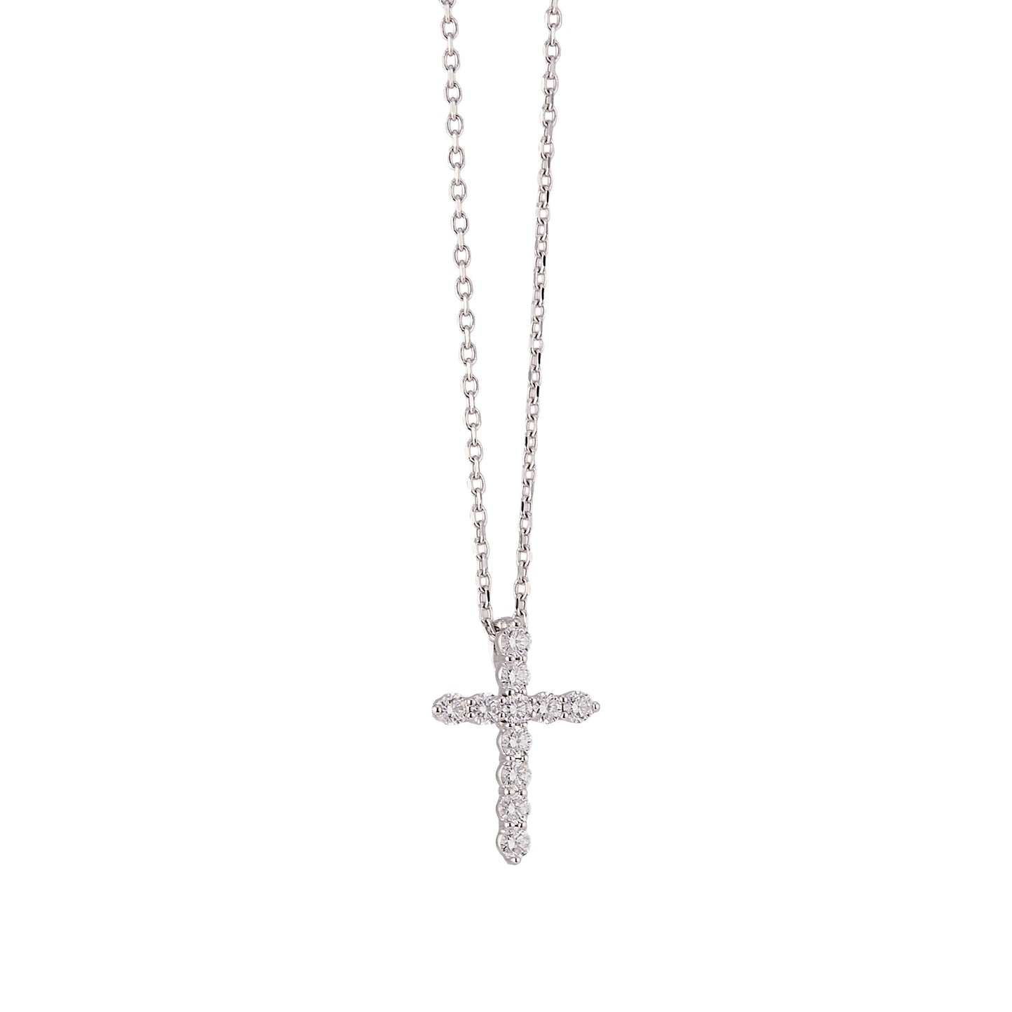 Medium Light Diamond Cross Necklace - WG