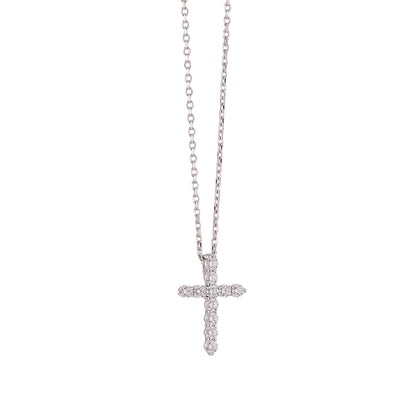 Medium Light Diamond Cross Necklace - WG