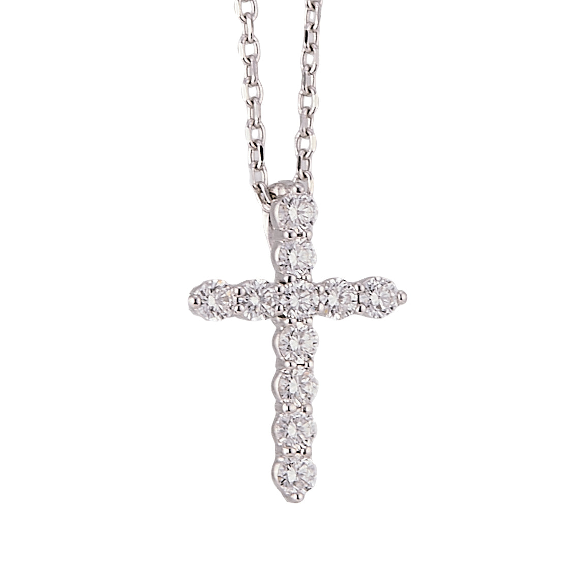 Medium Light Diamond Cross Necklace - WG