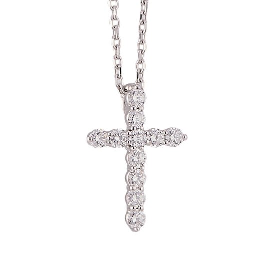 Medium Light Diamond Cross Necklace - WG
