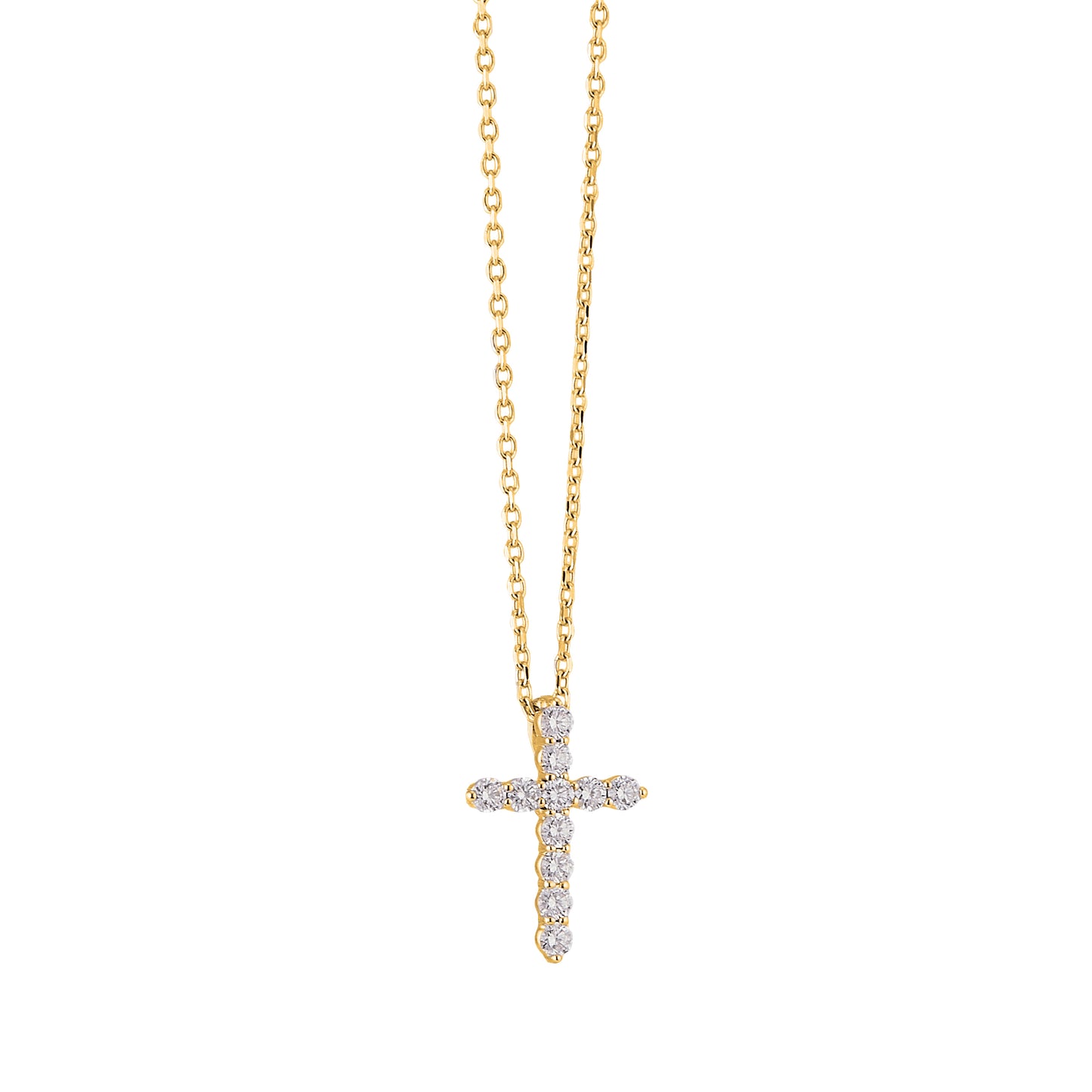 Medium Light Diamond Cross Necklace - YG