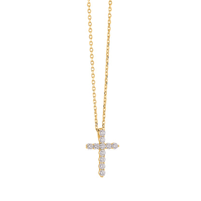 Medium Light Diamond Cross Necklace - YG