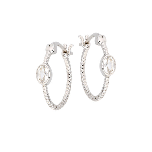 White Topaz Braided Hoops