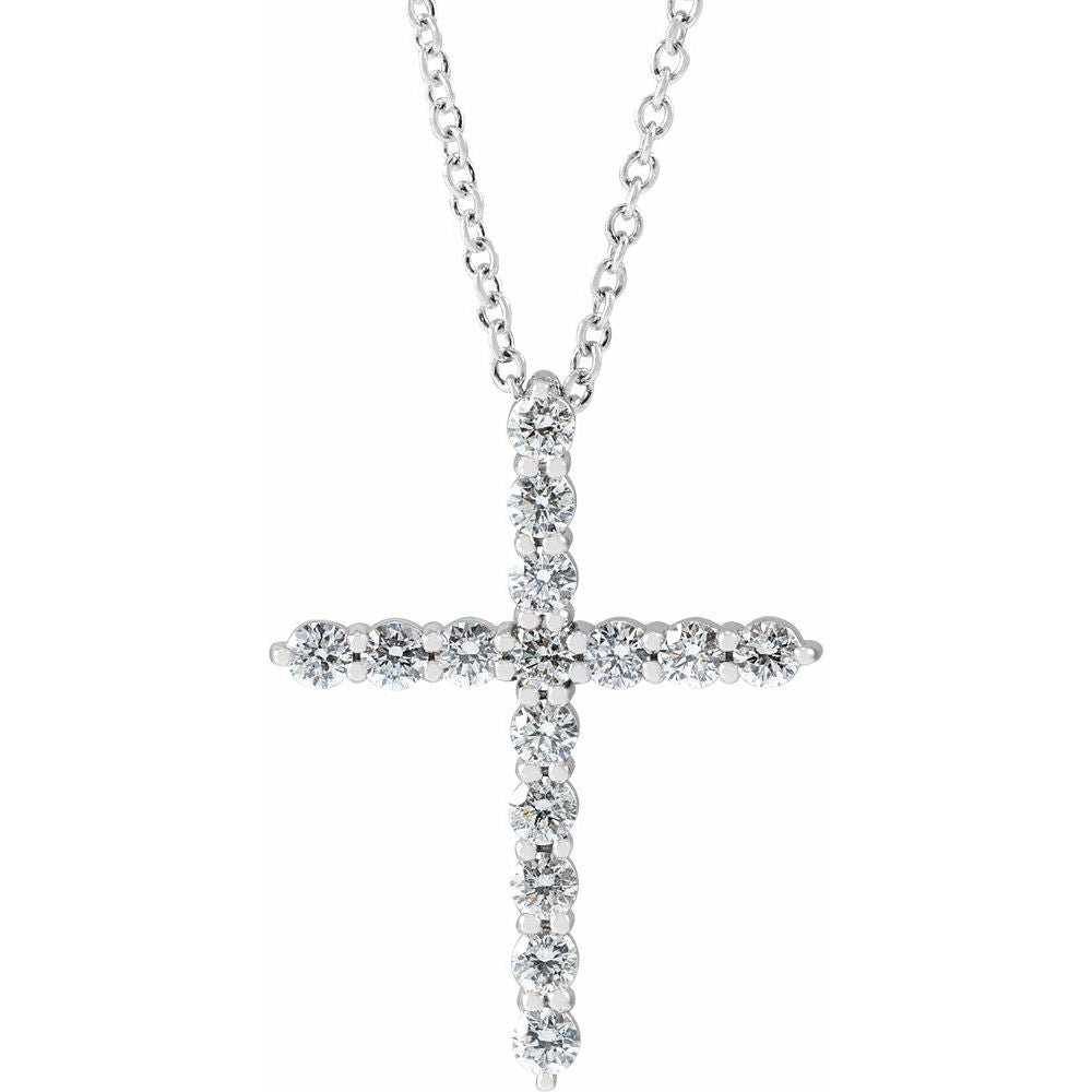 Large Light Diamond Cross Necklace - WG
