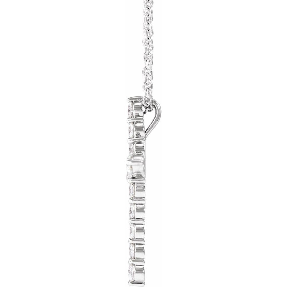 Large Light Diamond Cross Necklace - WG