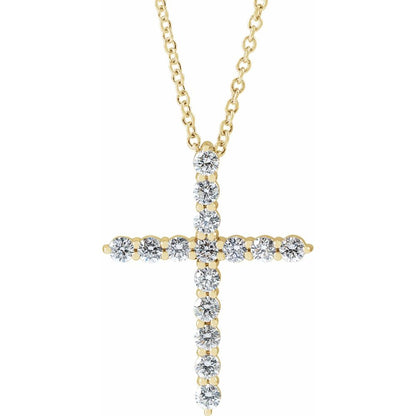 Large Light Diamond Cross Necklace - YG
