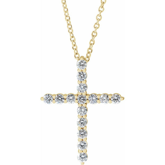 Large Light Diamond Cross Necklace - YG