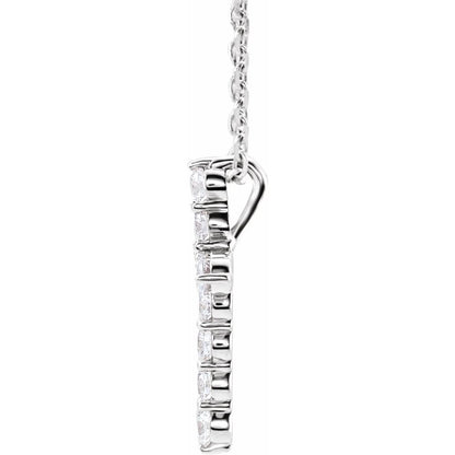 Medium Light Diamond Cross Necklace - WG