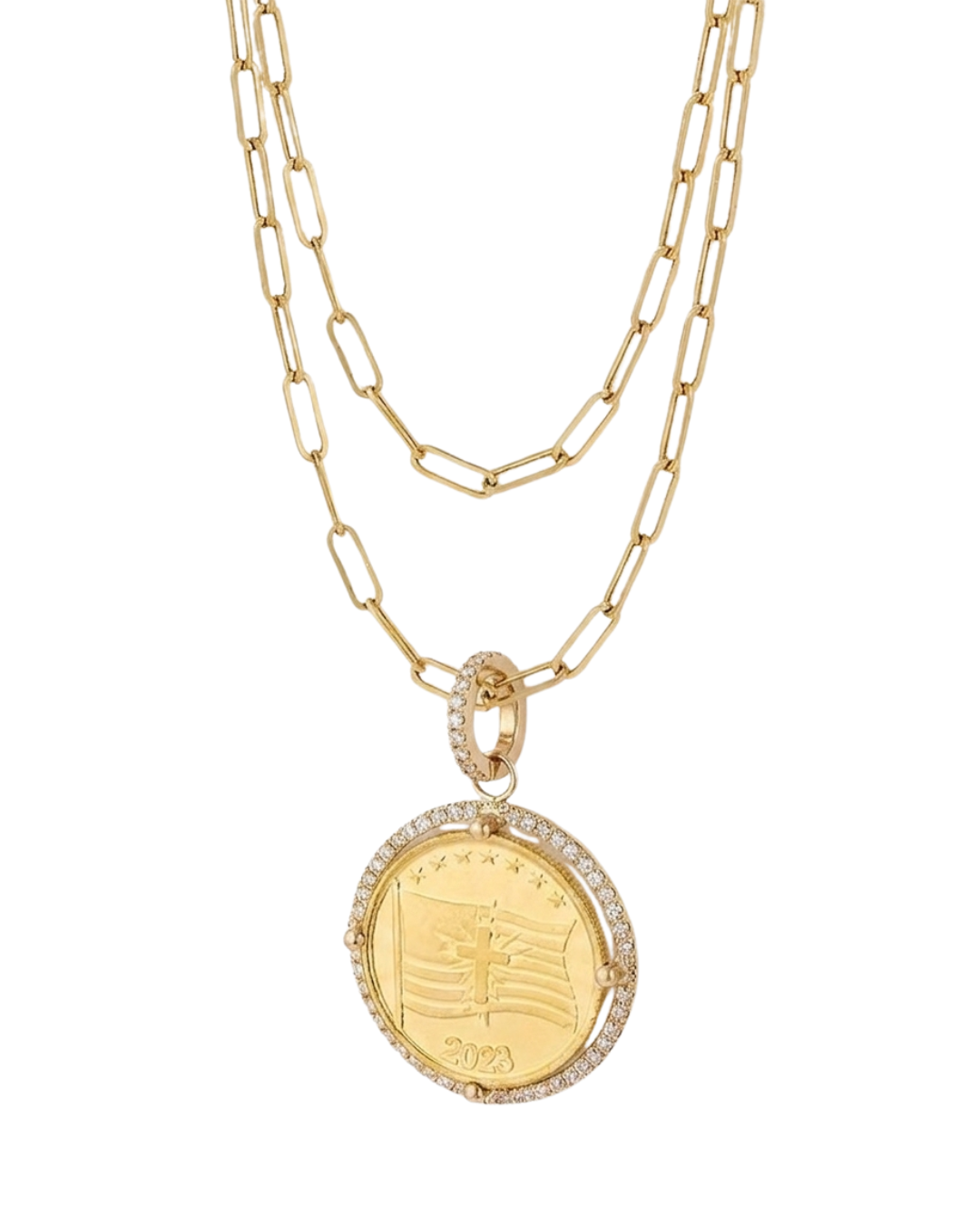 Diamond Bezel Gold Coin Pendant
