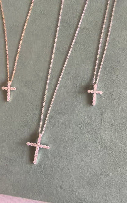 Medium Light Diamond Cross Necklace - WG